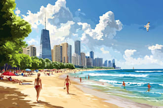 draw a flat vector landscape illustration