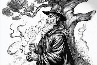 do a black and white engraving style illustration