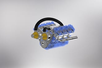 create 3d model of engine and simulations