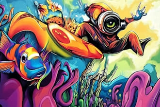 draw any graffiti mural wall art or banner