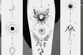 create cyber sigilism tribal design for tattoo or clothing