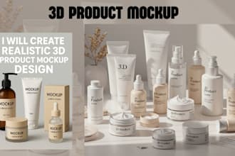 create realistic 3d product mockup design