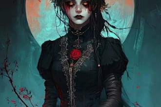 draw fantasy horror art illustration or dark creepy