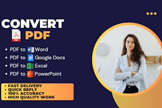 convert PDF to word, google docs, excel, powerpoint typing services