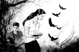 draw stencil detailed black and white illustration