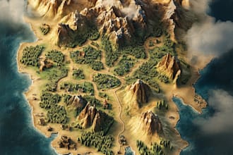 create a awesome detailed fantasy map for dnd and fiction, game or etc