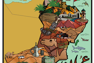 create digital art focused on travel and souvenirs