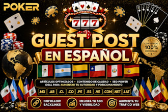 do 5 spanish guest posts and backlinks on chile, peru, mexico, spain, and more