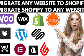 shopify migration from any website etsy wix squarespace woocommerce wordpress