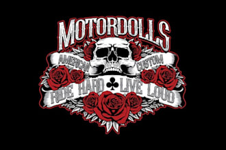 design motor dolls skull club logo