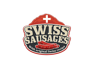 design a unique swiss sausages abroad logo