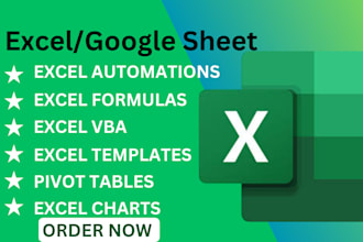create custom excel spreadsheets, dashboards, templates, formulas, google sheets
