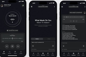 develop ai beat maker, ai lyrics, ai music generator app, ai dj music mixer app
