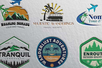 make a modern photography, travel, tourism, hotels, beaches, and resorts logo