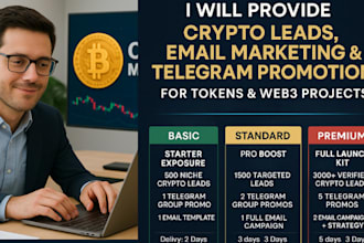 provide crypto leads, marketing, telegram promotion, for tokens and web3 project