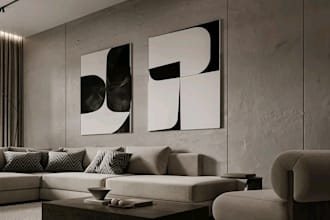 do floor plan home interior, living room, furniture, patio and 3d rendering