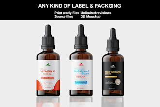 design cbd oil label, hemp label, dropper, serum label, and bottle label