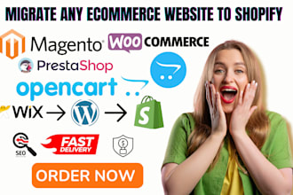 migrate woocommerce wix magento prestashop opencart data to wordpress to shopify
