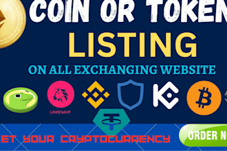 get your token listed on coinmarketcap and list  crypto coin on major exchange