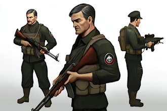 create military character designs in 2d game art
