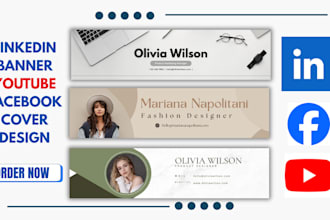 design linkedin banner, youtube and facebook cover design twitter cover ebay