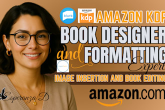 do paperback book formatting, image insertion, book interior y KDP ebook design