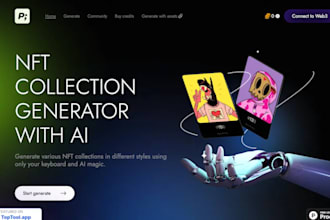 develop saas ai nft generator, ai nft marketplace, crypto meme website