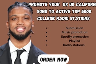 promote your song to US UK california top active 5000 college radio stations