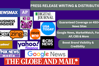 write and distribute your press release to top tier news sites