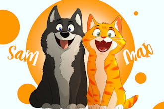draw cartoon portrait of your pet with my disney style