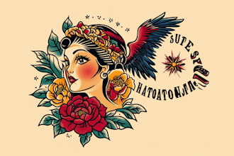 create custom old school traditional tattoo design