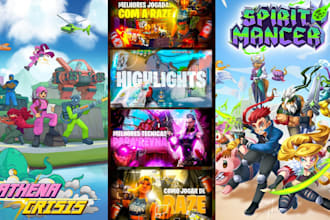 draw a steam game ui environment, steam game capsule art character design