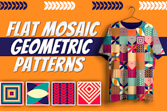 design flat mosaic geometric pattern designs vector illustrations