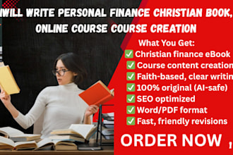 write personal finance christian book, online course course creation