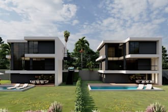 modernize 3d mini real estate,city street design,landscape rendering, patio, skp