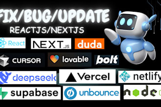 fix lovable bug, react next js using bolt, lovable, v0, shadcn ui, ai website