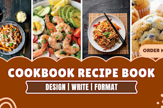 write, design and format cookbook recipe book  ebook meal plan cookbook cover