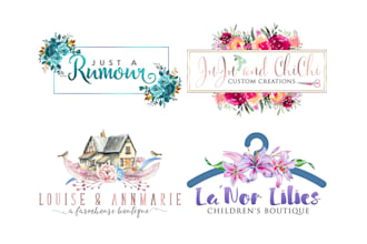 design watercolor logo brand kit floral custom
