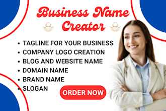 brainstorm unique brand name, domain name, business name, slogan and tagline