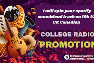 spin your spotify soundcloud track on 10k US UK canada college radio stations