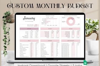 create custom german google spreadsheet, excel budget planner, finance sheet