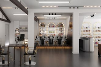 refine 3d salon,spa 3d rendering,skincare clinic interior,3ds max,barber shop