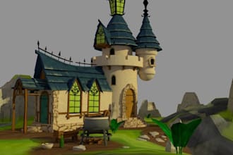 create low poly 3d game environment of your choice and model