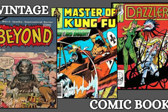 design retro comic book art, vintage poster, or horror comic style