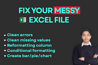 clean and formatting dirty excel or CSV files