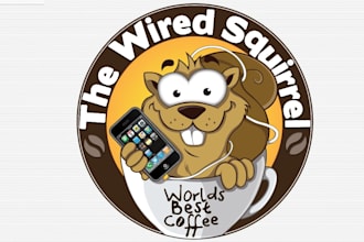 design wired squirrel with a new logo