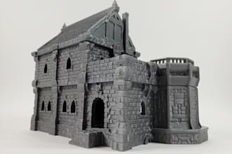 mold 3d 40k mini house model,3d diorama, bunker terrain, modular sci fi terrain