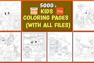 draw 5000 coloring book pages for children KDP etsy lulu with all book covers