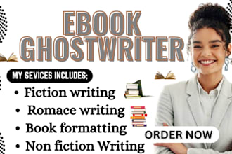 be your ghost book writer, romance,cookbook, non fiction ebook, kdp formatting