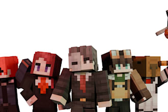 create minecraft character with custom skins, outfit, accessories with HD render